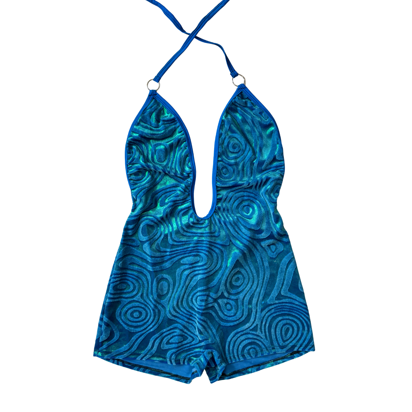 EOS SALE - Blue ocean velvet playsuit