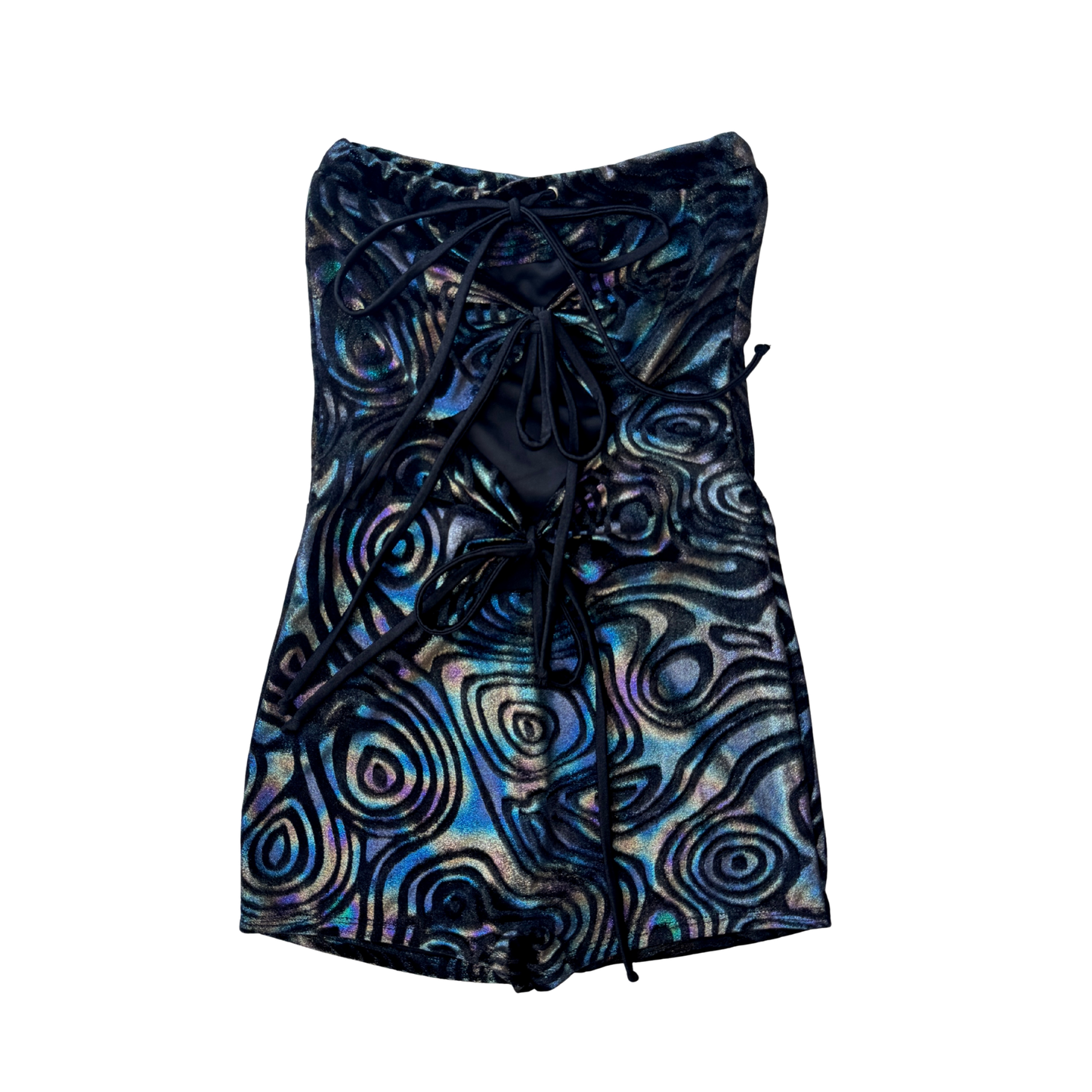 EOS SALE - black oil spill peekaboo playsuit