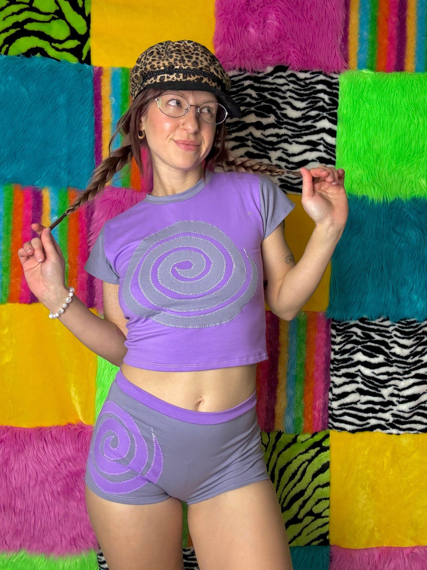 Into the Portal - Mid-rise Shorties (Purple/Grey - RTS)