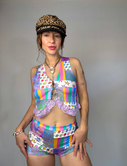 Clownin' Around Patchwork Mid-rise Shorties (RTS - Size M)