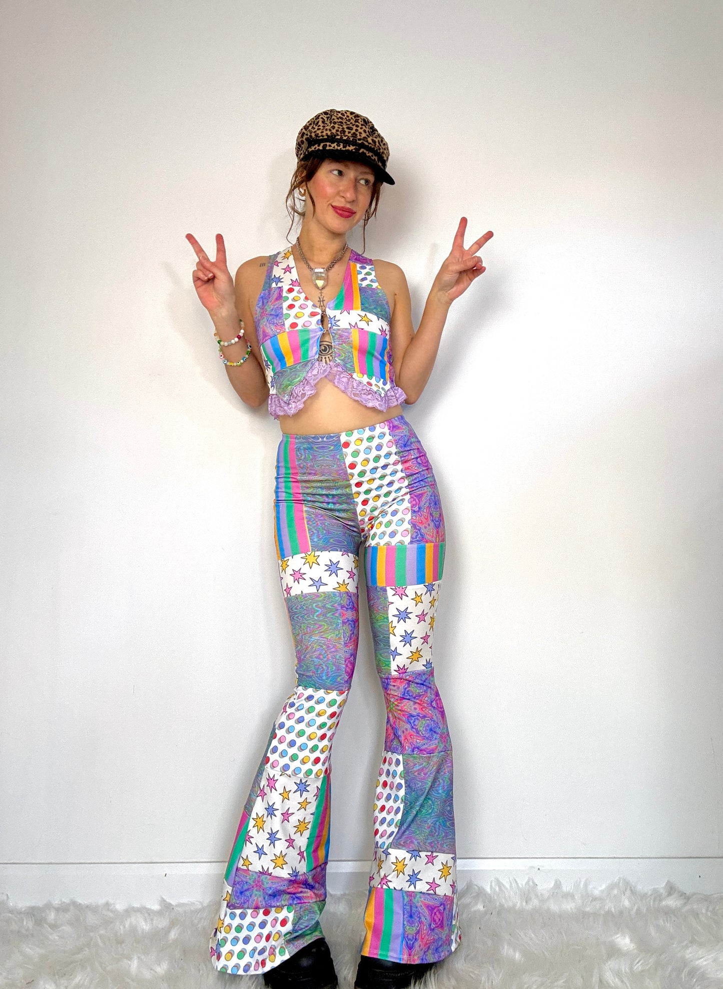 Clownin' Around Patchwork Flare Pants (RTS - Size M)