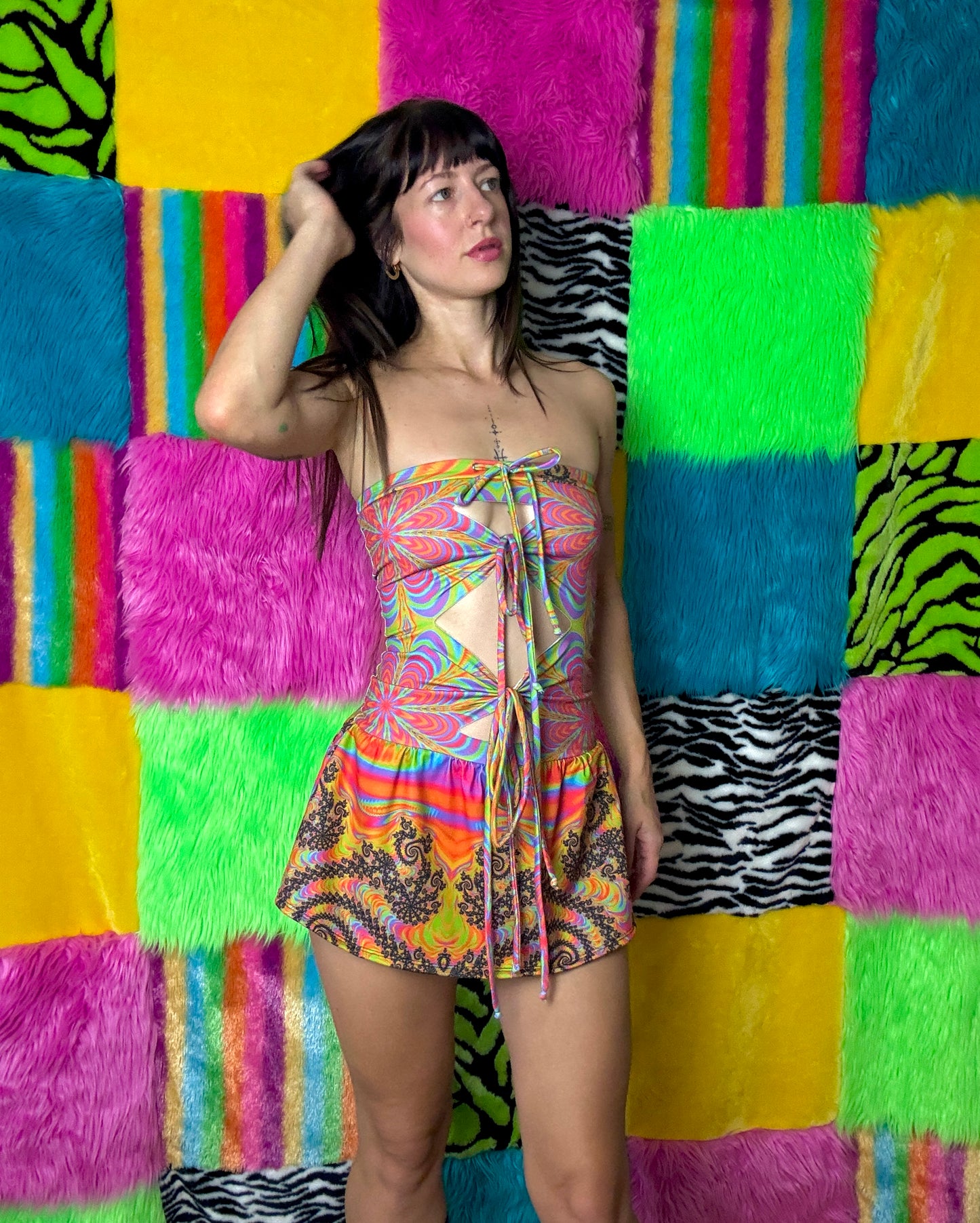 RAINBOW AURA - Peekaboo Mini Dress (MTO)