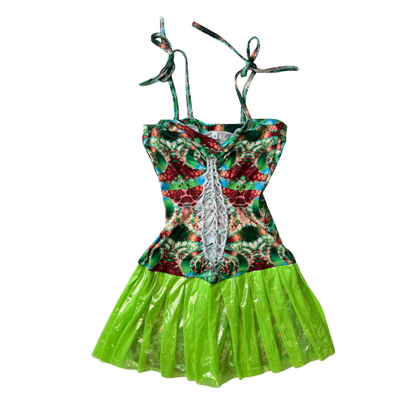 EOS SALE - green braided playsuit w skirt - Size M