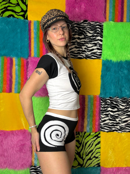 Into the Portal - Mid-rise Shorties (Black/White - RTS)