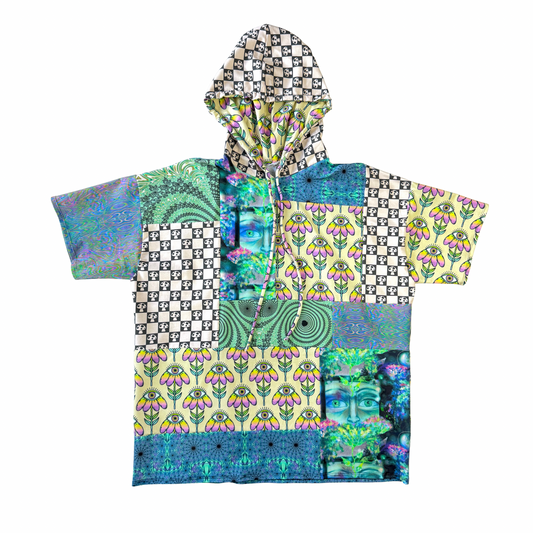 SEPTEMBER - OOAK patchwork tee with hood (Size XL)