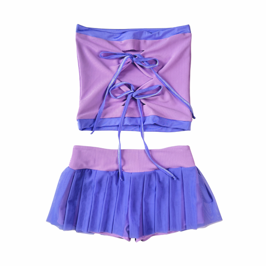 SEPTEMBER - purple ribbed skort set (size M)