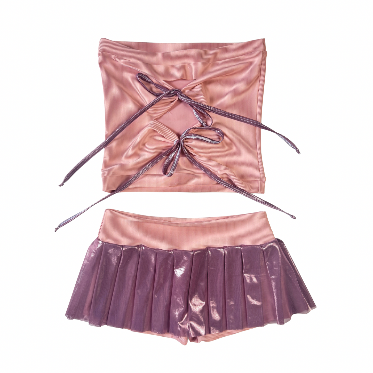 SEPTEMBER - desert pink ribbed skort set