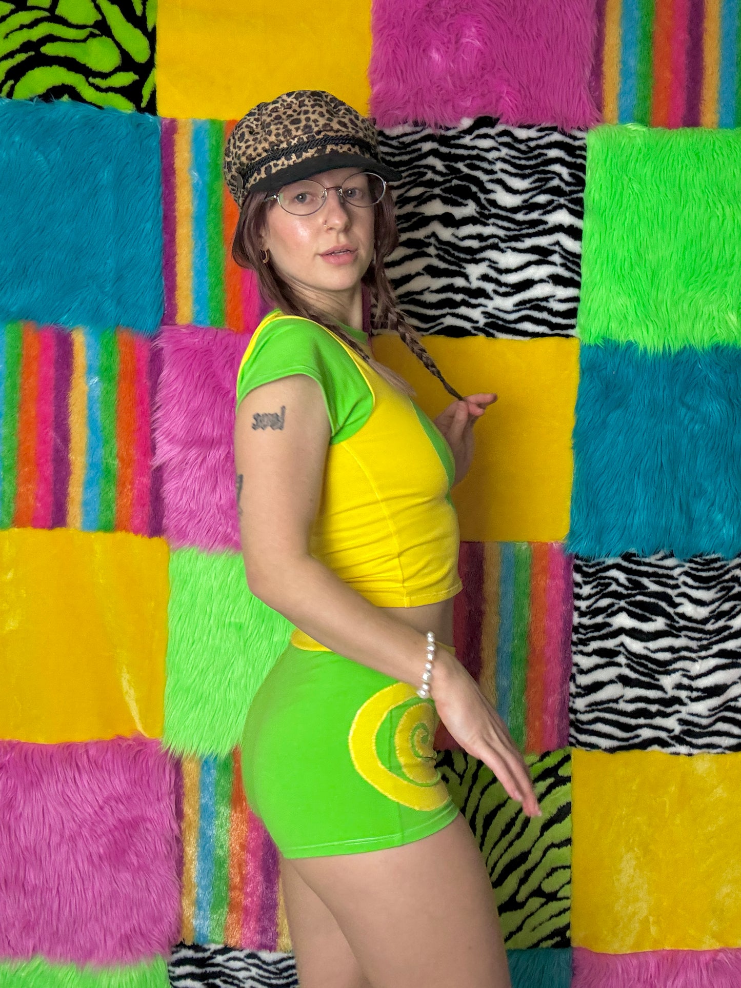 Into the Portal - Mid-rise Shorties (Yellow/Green - RTS)