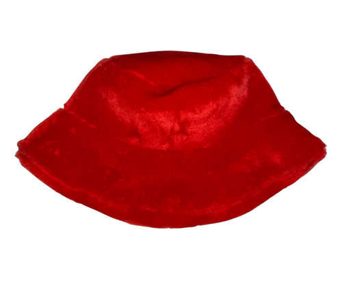 Red Fuzzy Bucket Hat