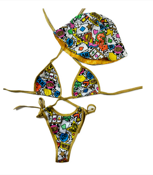 Carly's Closet - OOAK Vegas Kini (Size S) & Matching Bucket Hat