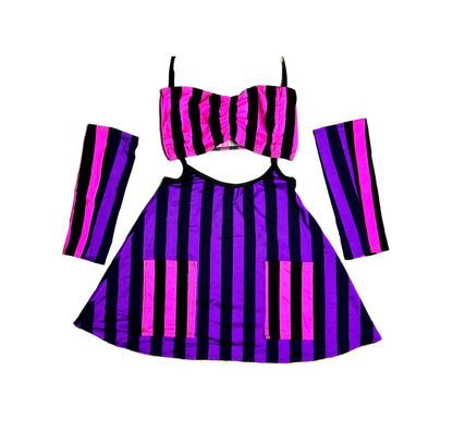 Girly Pop Striped Dress & Sleeves (FINAL SALE)