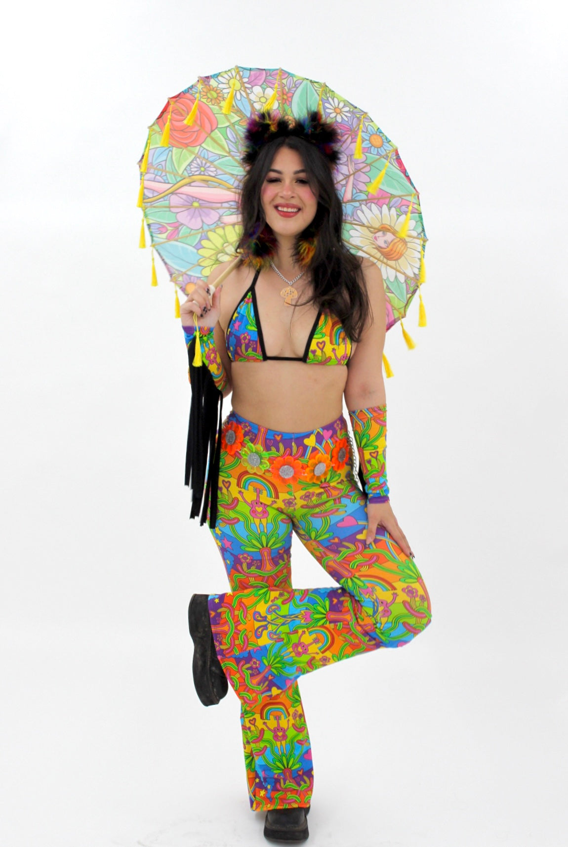 Rainbow Hippie Flare Pants