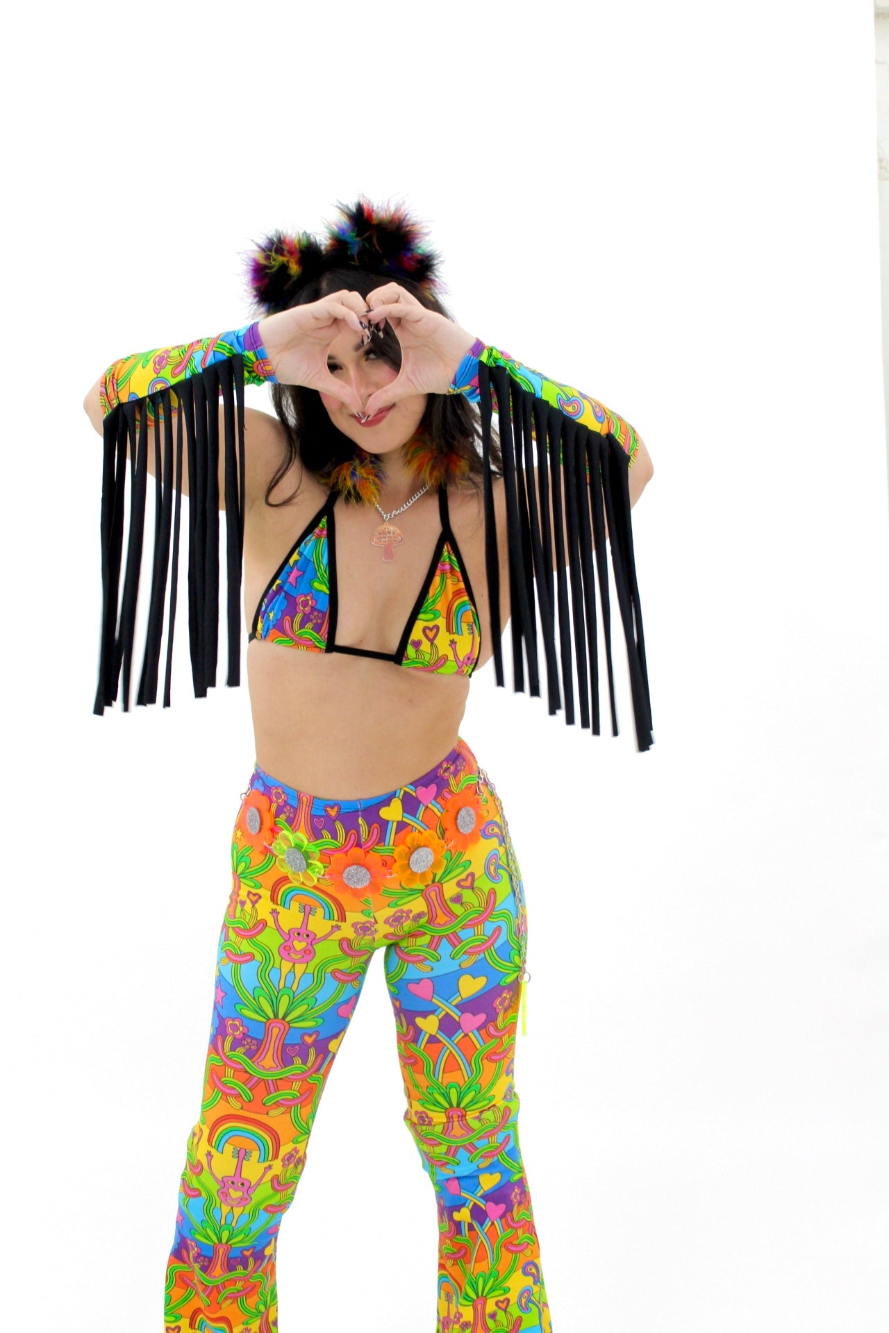 Rainbow Hippie Fringe Sleeves