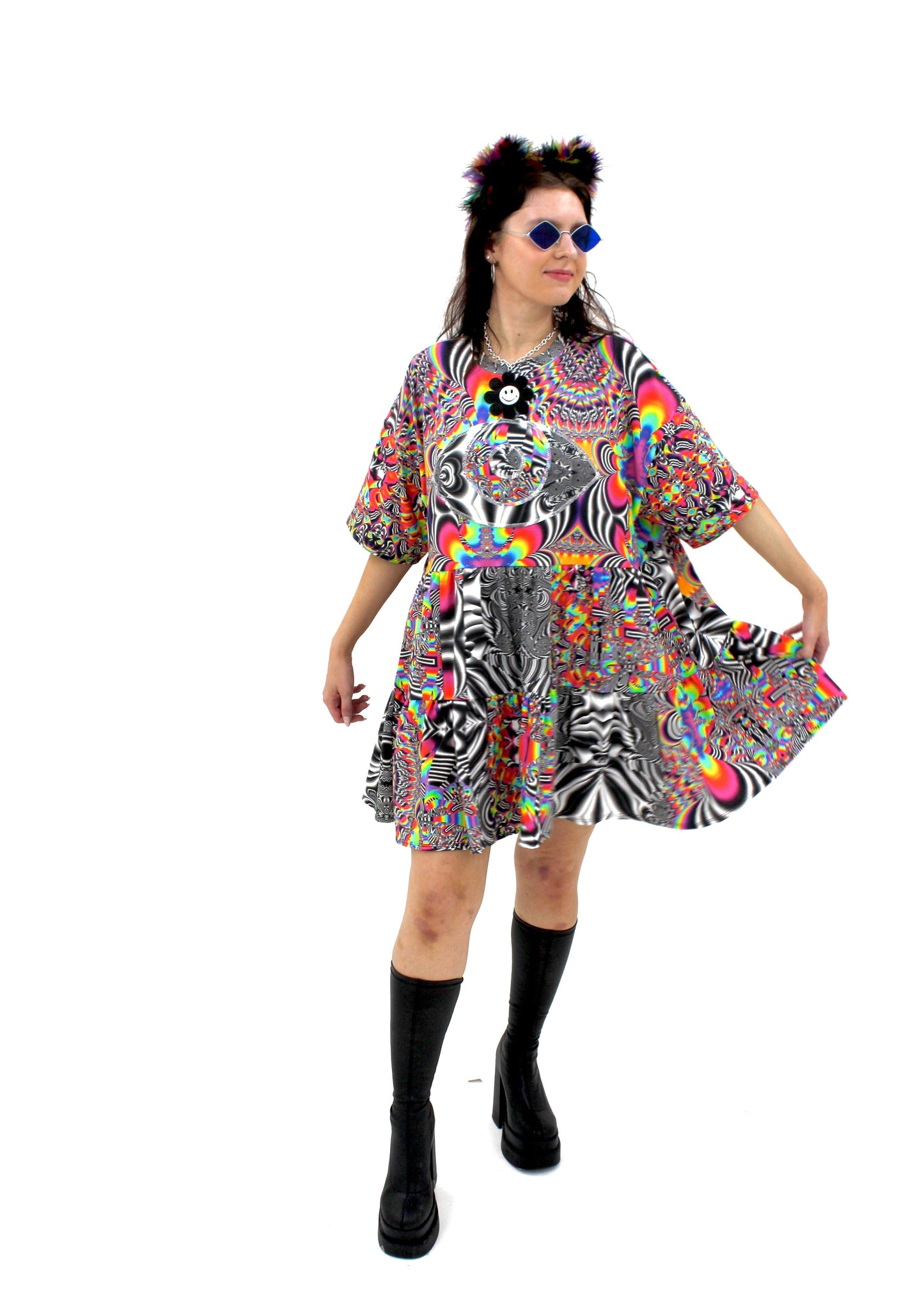 1:11 X ZZAYONARAA - Patchwork T-Shirt Dress (MTO)